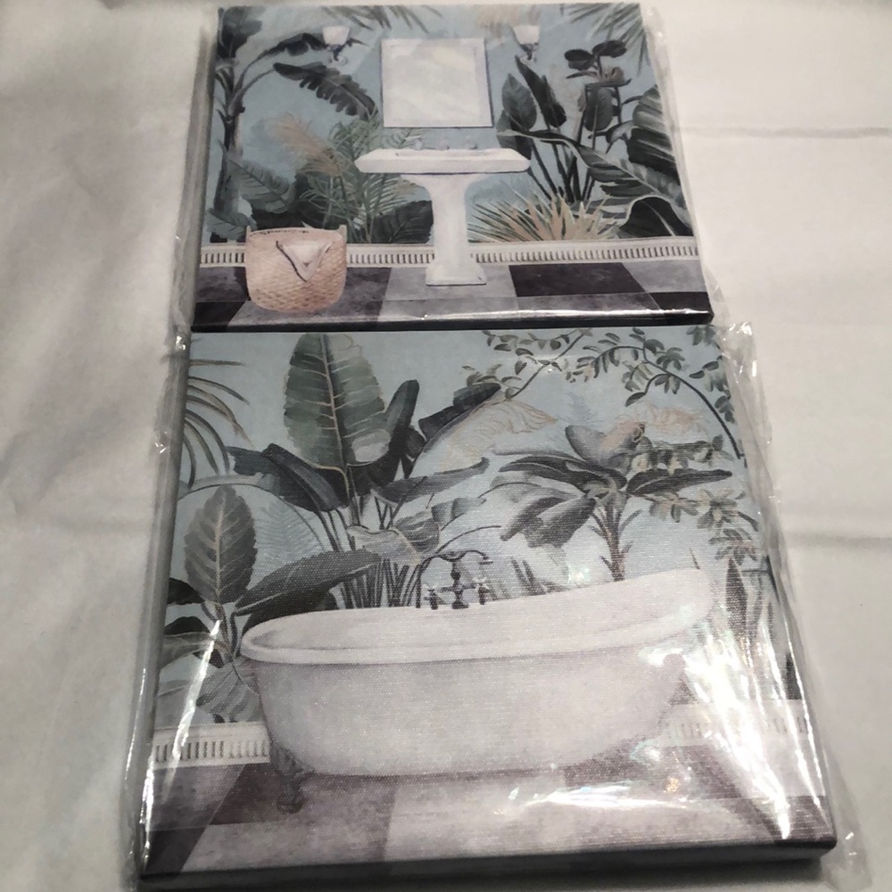 Set of 2 Bathroom Wall Art Canvases